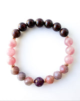 Purple Ruby · Purple Swazi Agate · Rose Quartz · Garnet Crystal Bracelet - Awakening