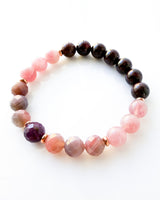 Purple Ruby · Purple Swazi Agate · Rose Quartz · Garnet Crystal Bracelet - Awakening