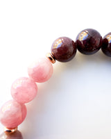 Purple Ruby · Purple Swazi Agate · Rose Quartz · Garnet Crystal Bracelet - Awakening