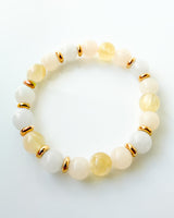 Peach Chalcedony + White Jade + Honey Calcite Crystal Bracelet - Inner Child
