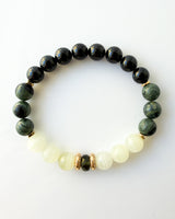 Black Tourmaline + Green Calcite + Moldavite + Kambaba Jasper Crystal Bracelet - Limitless