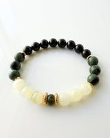 Black Tourmaline + Green Calcite + Moldavite + Kambaba Jasper Crystal Bracelet - Limitless