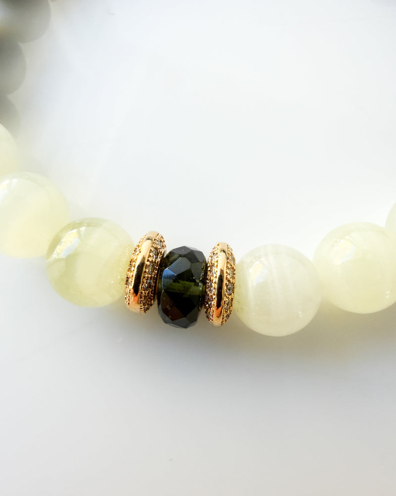 Black Tourmaline + Green Calcite + Moldavite + Kambaba Jasper Crystal Bracelet - Limitless