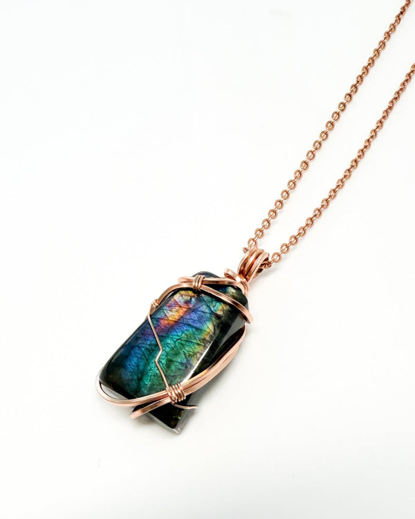 Labradorite Wrap with Rose Gold metal 