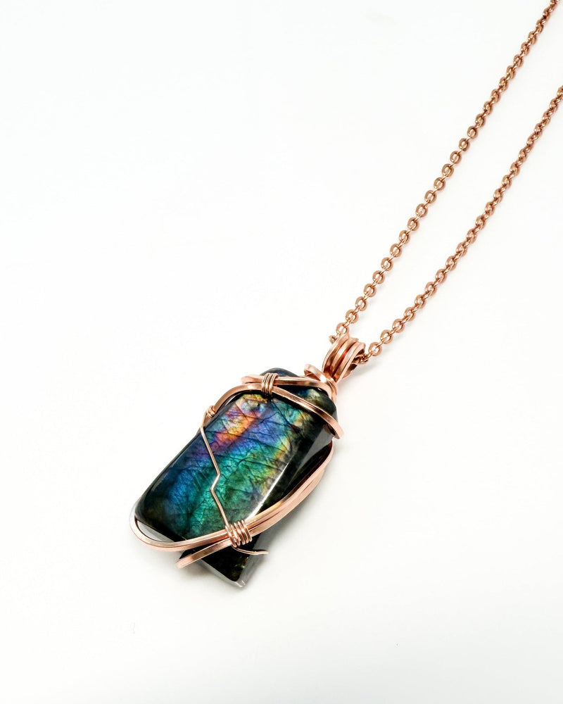 Labradorite Wrap with Rose Gold metal 