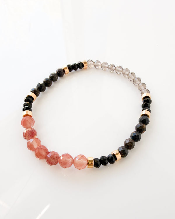 Lazasine · Black Tourmaline · Black Opal · Smoky Quartz Crystal Bracelet - I am Safe