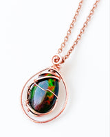Rare Black Ethiopian Opal Crystal Wire Wrapped Necklace