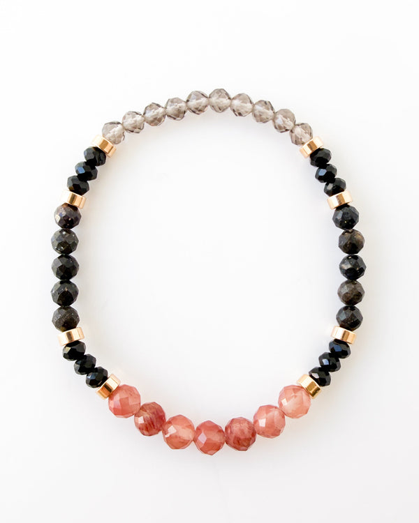 Lazasine · Black Tourmaline · Black Opal · Smoky Quartz Crystal Bracelet - I am Safe
