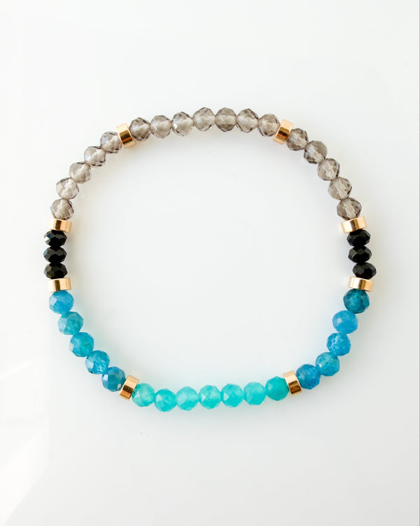 Amazonite · Apatite · Black Tourmaline · Smoky Quartz Crystal Bracelet - I Speak My Truth