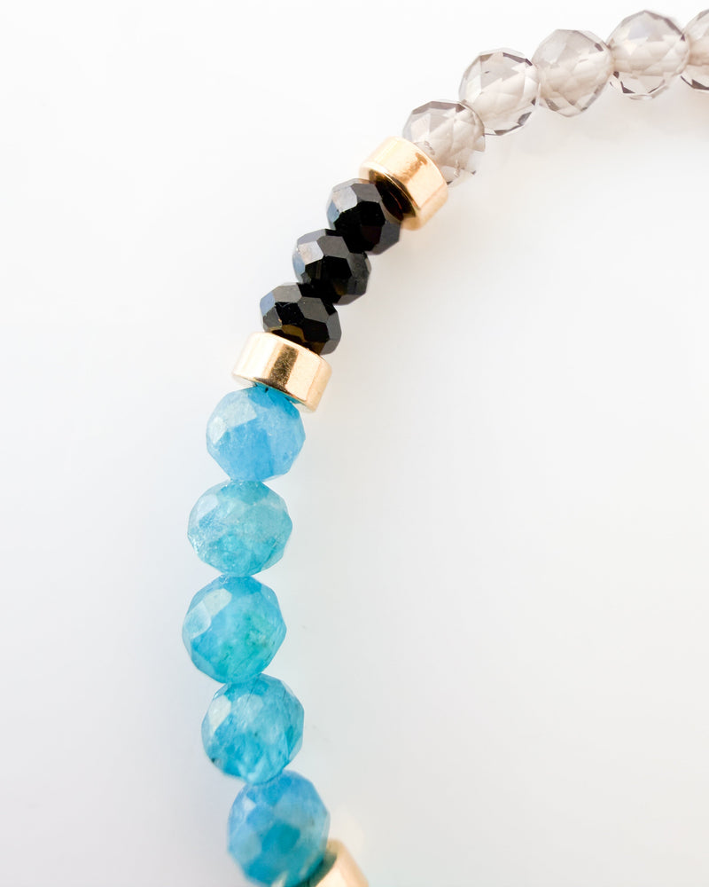 Amazonite · Apatite · Black Tourmaline · Smoky Quartz Crystal Bracelet - I Speak My Truth