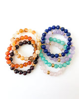 Lavender Amethyst, Lapis Lazuli AAA, Russian Amazonite, Rose Quartz, Golden Healer, Carnelian, and Garnet - Chakra Series 2025 