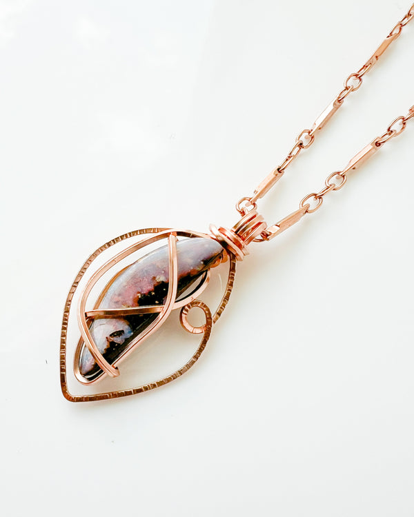 Boulder Opal Crystal Wire Wrapped Necklace