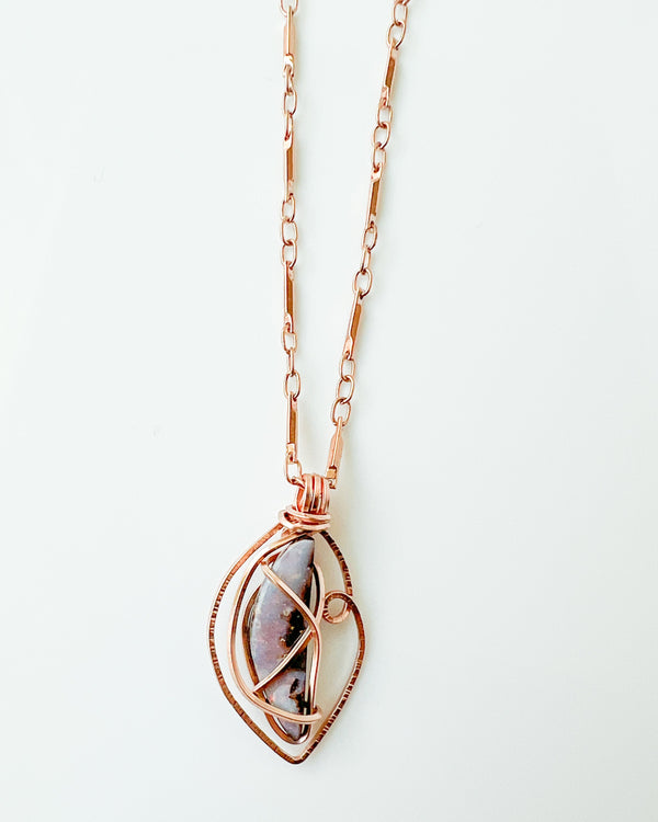 Boulder Opal Crystal Wire Wrapped Necklace
