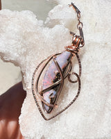 Boulder Opal Crystal Wire Wrapped Necklace