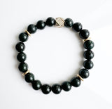 Rare Dark Green Burma Jade crystal bracelet- Health + Wealth