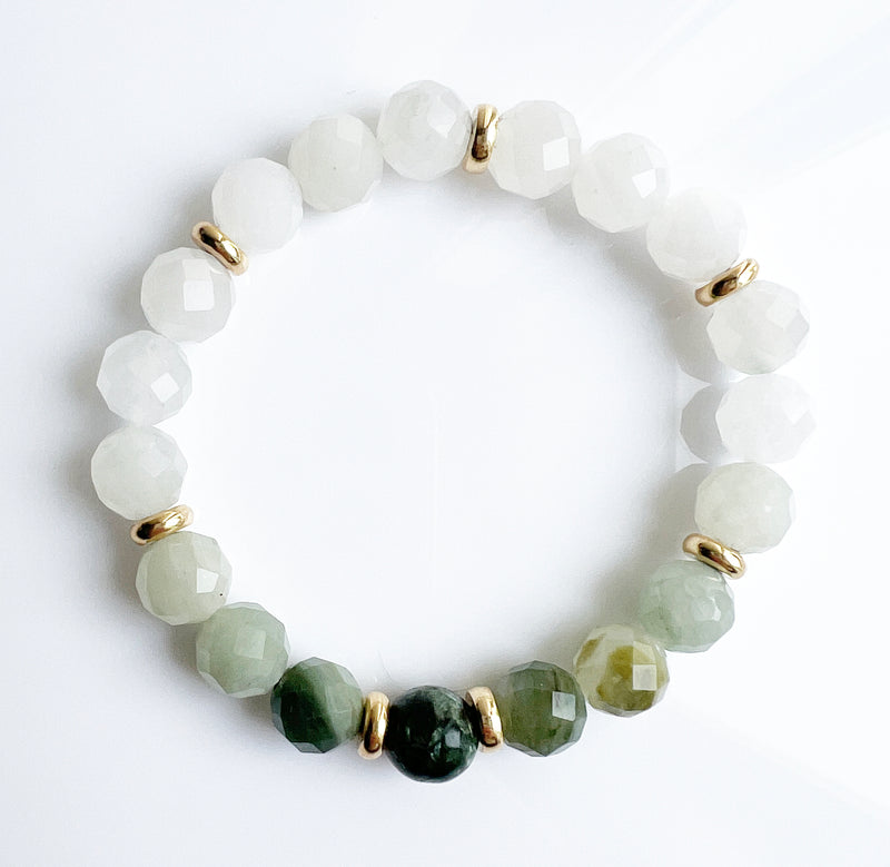 Ice Mountain Jade + Seraphinite crystal bracelet- Pattern Breaker
