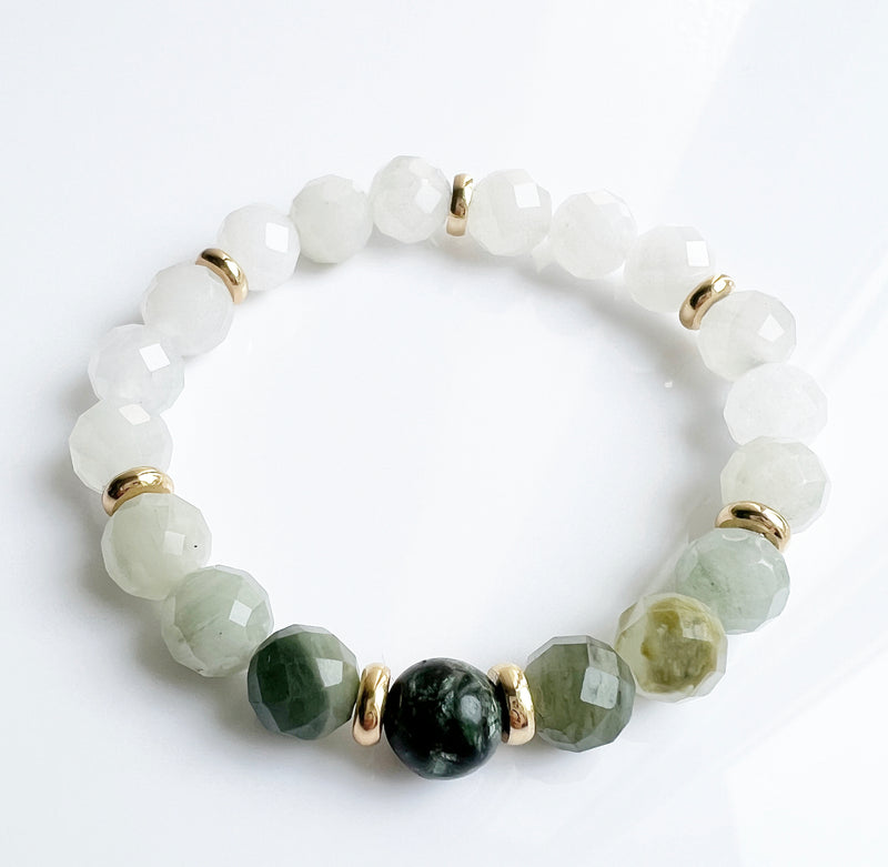 Ice Mountain Jade + Seraphinite crystal bracelet- Pattern Breaker