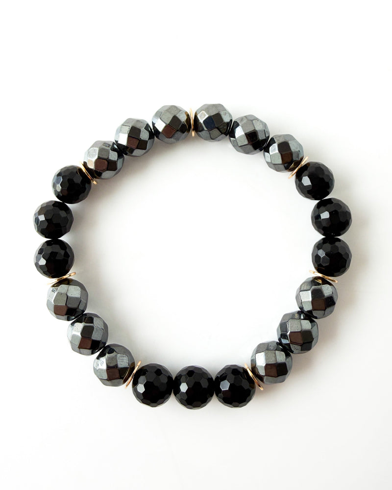 Faceted Hematite · Faceted Onyx - Shine