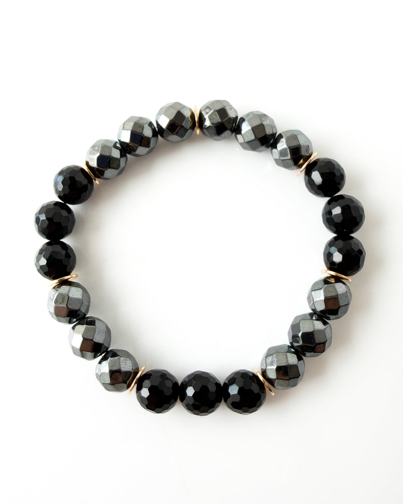  Faceted Hematite · Faceted Onyx - Shine