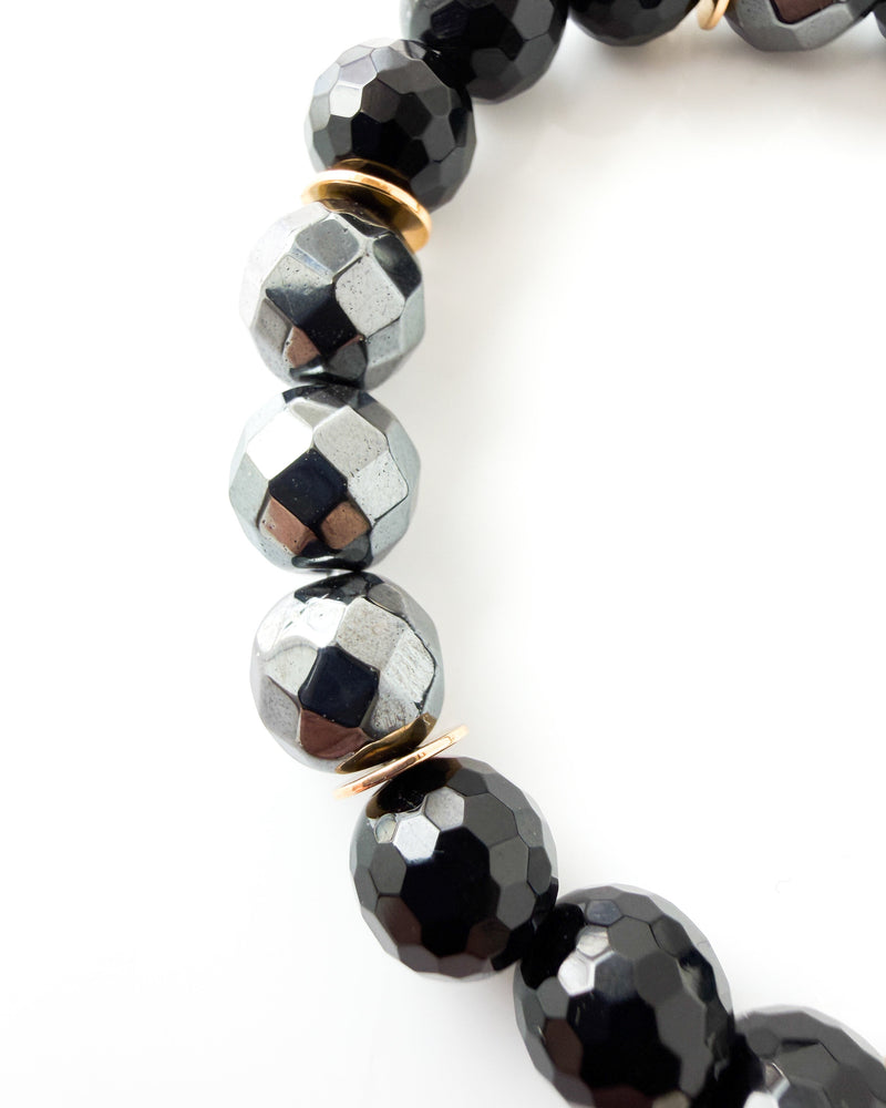  Faceted Hematite · Faceted Onyx - Shine