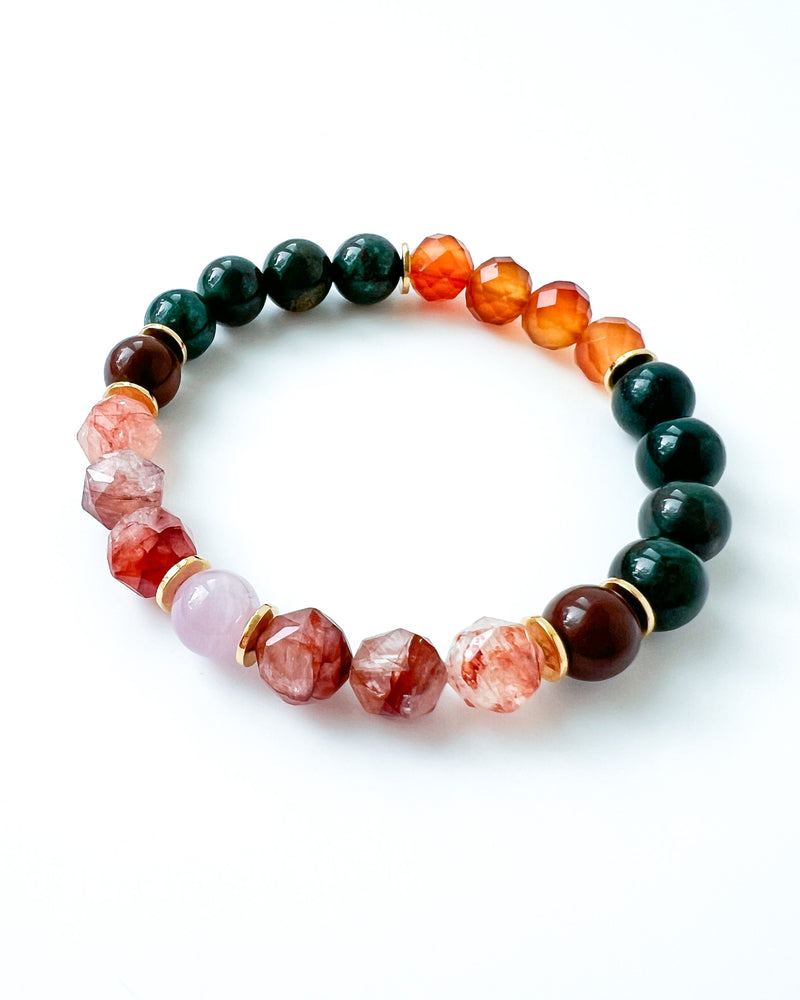Kunzite · Faceted Lepidocrocite · Red Bloodstone · Green Bloodstone · Faceted Carnelian - Fertility Bracelet