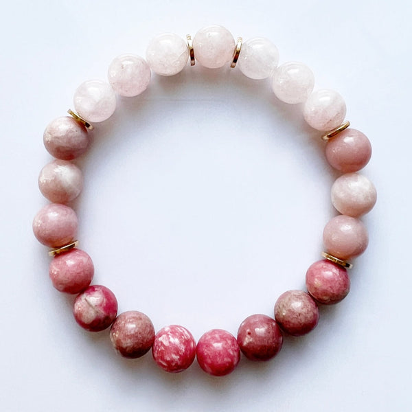 Morganite + Pink Opal + Thulite Crystal Bracelet - Sweetheart