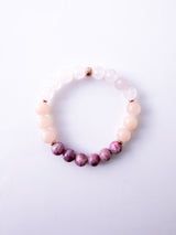 Pink Tourmaline · Peach Chalcedony · Rose Quartz Crystal Bracelet - Feminine Light