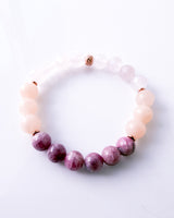 Pink Tourmaline · Peach Chalcedony · Rose Quartz Crystal Bracelet - Feminine Light