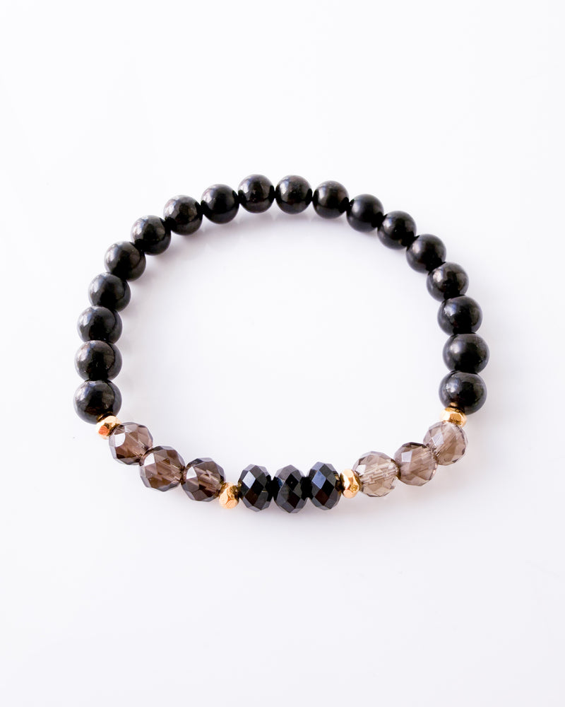 Smoky Quartz · Black Tourmaline · Shungite Crystal Bracelet - Energy Mastery