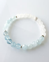 Aquamarine + White Jade Crystal Bracelet - Stillwater