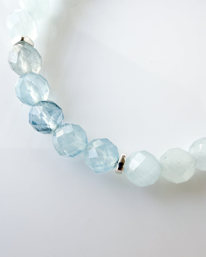 Aquamarine + White Jade Crystal Bracelet - Stillwater
