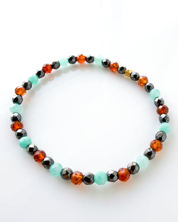 Hessonite Garnet + Amazonite + Hematite Crystal Bracelet - Confident