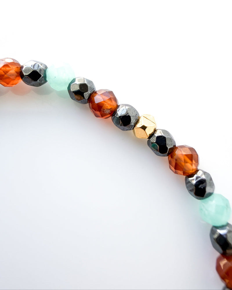 Hessonite Garnet + Amazonite + Hematite Crystal Bracelet - Confident