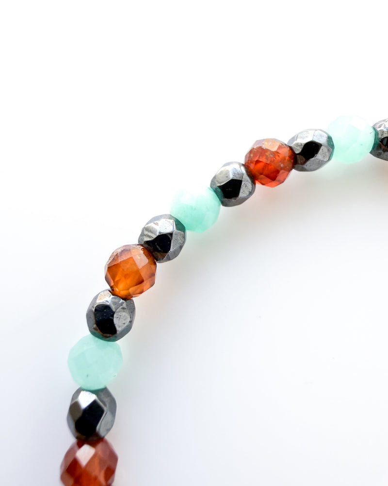 Hessonite Garnet + Amazonite + Hematite Crystal Bracelet - Confident