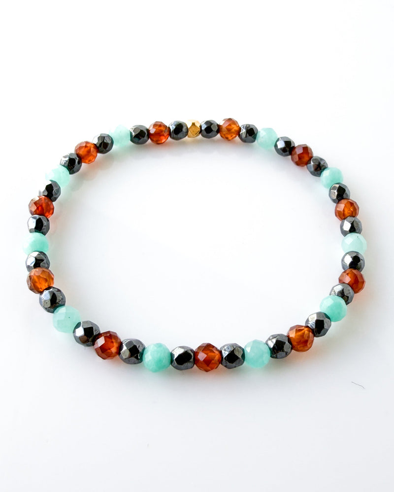 Hessonite Garnet + Amazonite + Hematite Crystal Bracelet - Confident