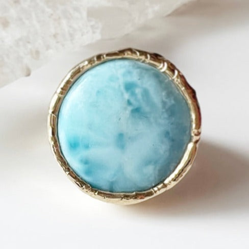 Larimar Full Moon 24K Gold Dipped Ring