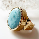 Larimar Full Moon 24K Gold Dipped Ring