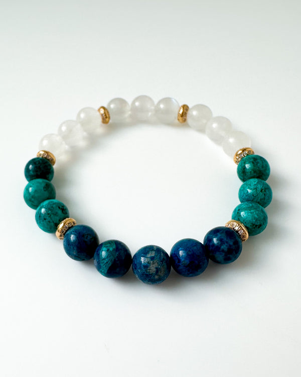 Shattuckite · Chrysocolla · Rainbow Moonstone - Lunavia