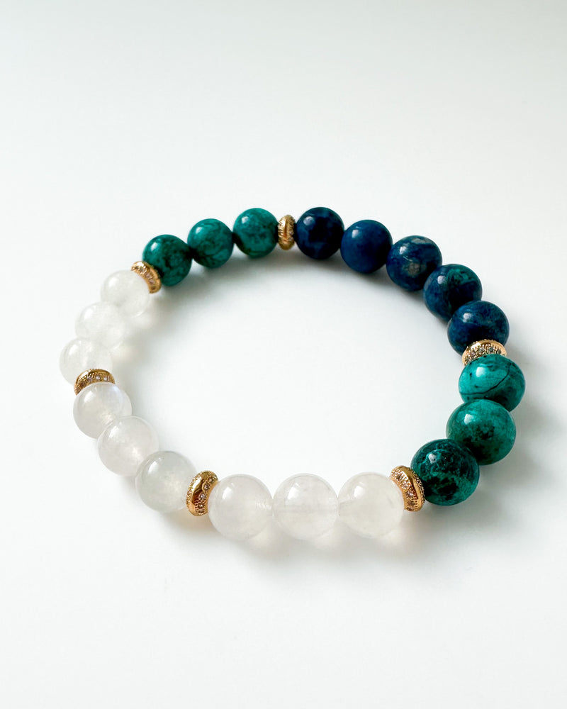 Shattuckite · Chrysocolla · Rainbow Moonstone - Lunavia