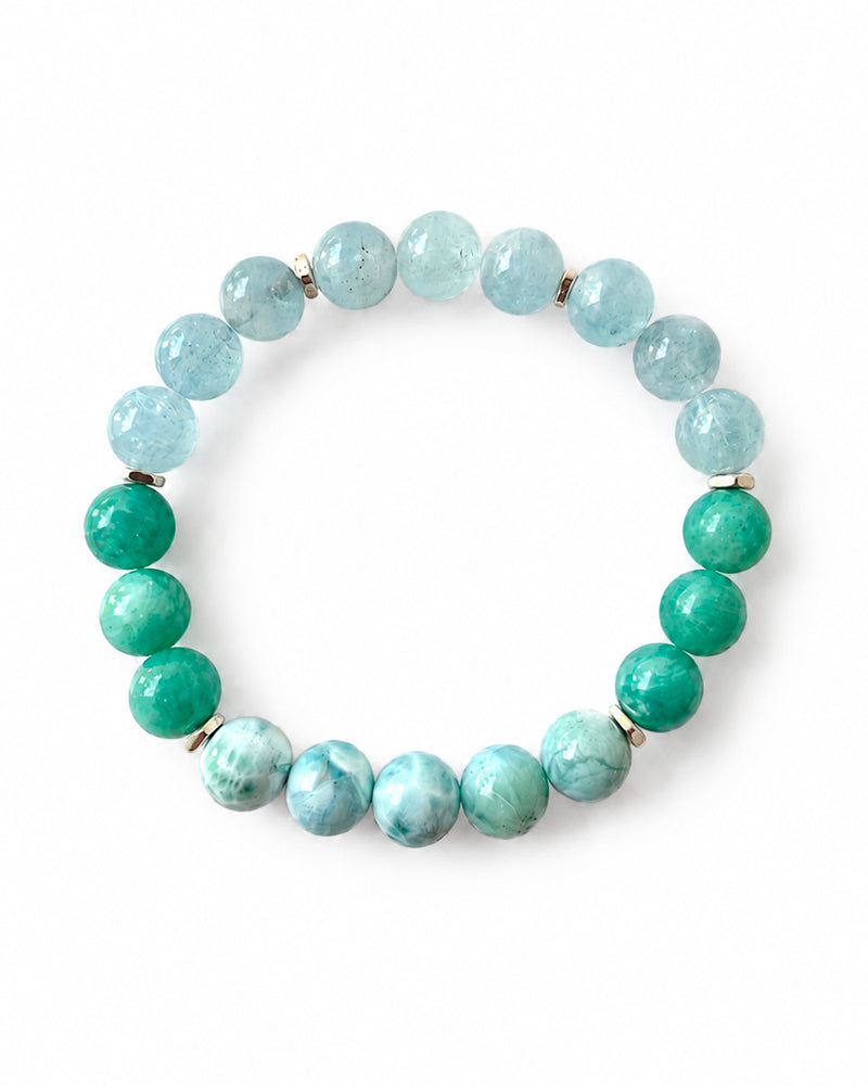 Larimar · Amazonite · Aquamarine Bracelet - Azure Allure