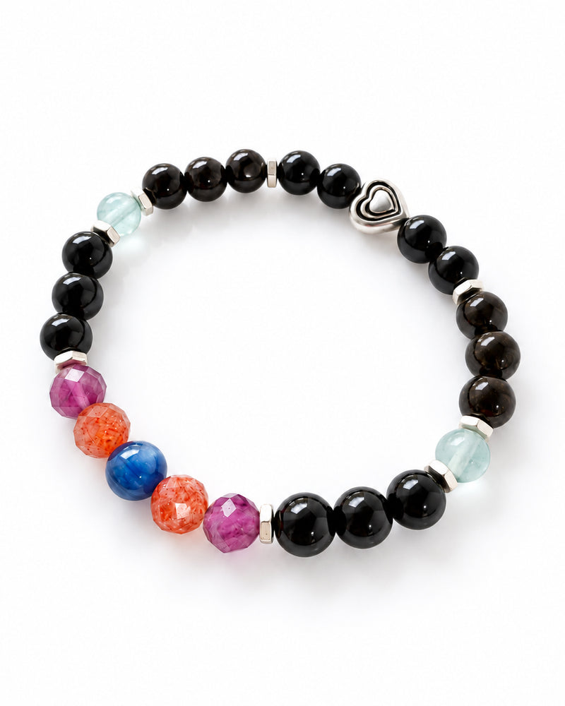 Black Tourmaline · Shungite · Fluorite · Sunstone · Blue Kyanite Crystal Bracelet - Back to School