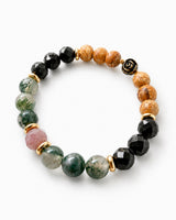 Palo Santo · Black Tourmaline · Moss Agate · Rose Quartz Bracelet - Rooted Wanderer