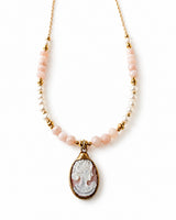 Pink Opal + Pearl Cameo Necklace