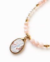Pink Opal + Pearl Cameo Necklace