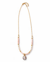 Pink Opal + Pearl Cameo Necklace