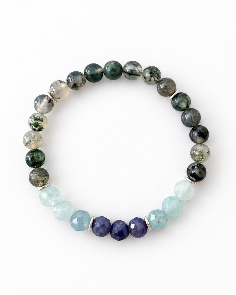 Tanzanite · Aquamarine · Moss Agate Crystal Bracelet - Higher Heart