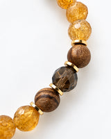 Golden Tourmaline · Smoky Quartz · Sandalwood Crystal Bracelet - Fall Equinox