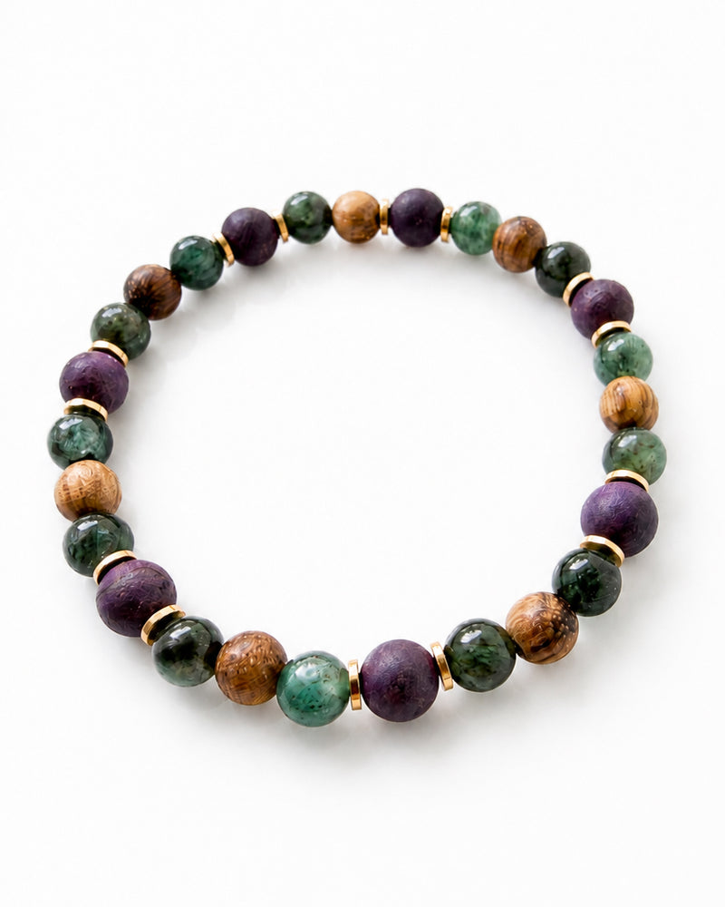 Sandalwood · Purpurite · Kyanite Bracelet - Grounded Goddess