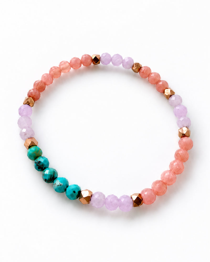 Turquoise · Kunzite · Rhodonite Crystal Bracelet - Higher Heart