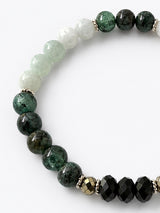 Black Tourmaline · Pyrite · Green Kyanite · Burma Jade Crystal Bracelet - Jade Garden